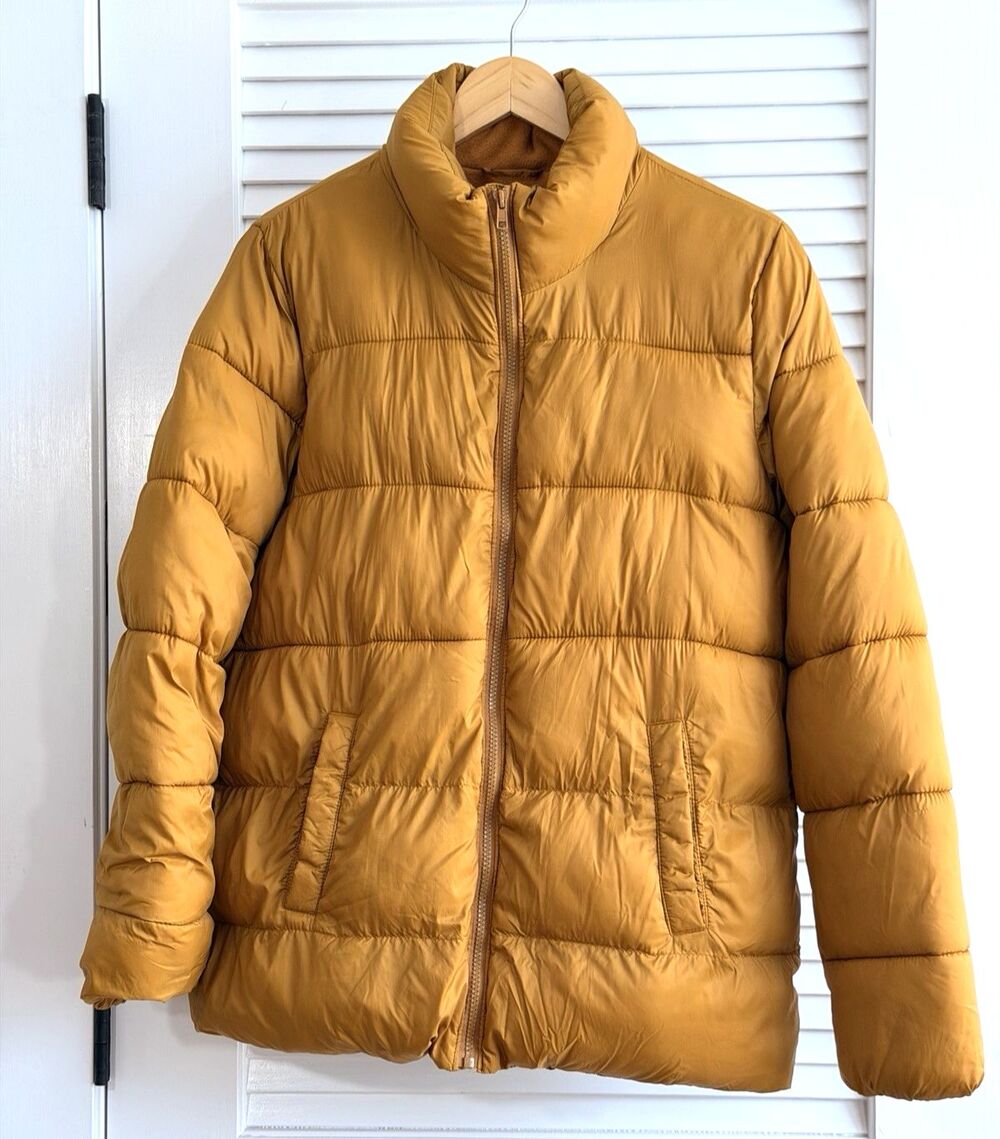 Old Navy Women's Puffer Jacket L Cinnamon Brown Fleece Lined Full Zip Coat